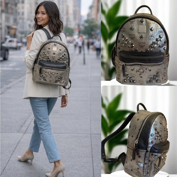 MCM Metallic Studded leather Backpack - Picture 16 of 16